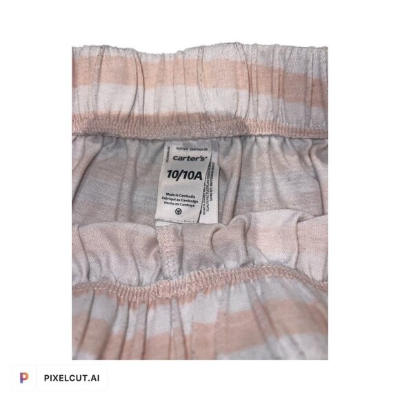 Carter's Girls Pink and White Striped Pajama Shorts Size 10 - Picture 3 of 6